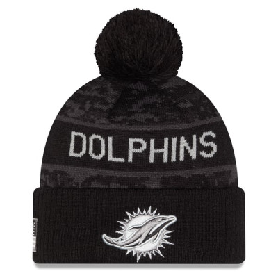 Шапка с помпоном Miami Dolphins New Era 2026 Salute To Service Cuffed - Black