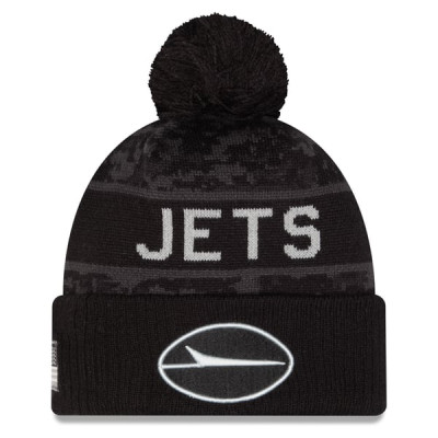 Шапка с помпоном New York Jets New Era 2026 Salute To Service Cuffed - Black