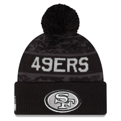 Шапка с помпоном San Francisco 49ers New Era 2026 Salute To Service Cuffed - Black