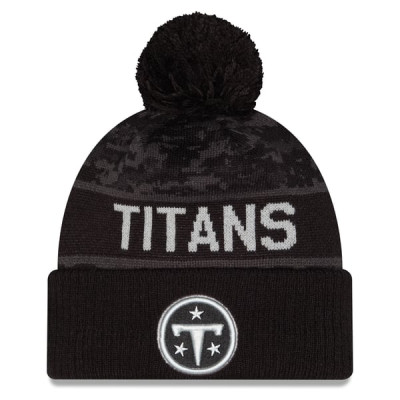 Шапка с помпоном Tennessee Titans New Era 2026 Salute To Service Cuffed - Black