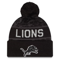Шапка с помпоном Detroit Lions New Era 2026 Salute To Service Cuffed - Black