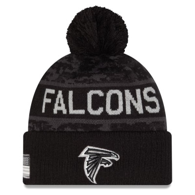 Шапка с помпоном Atlanta Falcons New Era 2026 Salute To Service Cuffed - Black