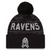 Шапка с помпоном Baltimore Ravens New Era 2026 Salute To Service Cuffed - Black