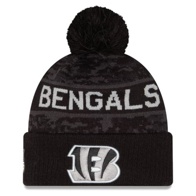 Шапка с помпоном Cincinnati Bengals New Era 2026 Salute To Service Cuffed - Black