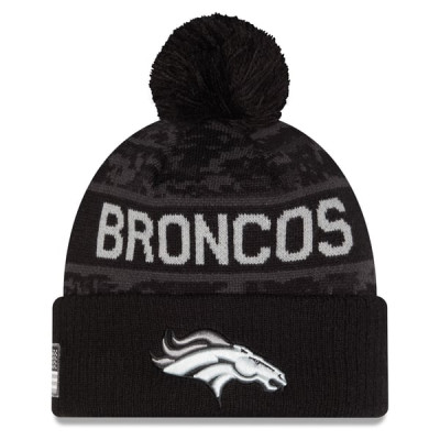 Шапка с помпоном Denver Broncos New Era 2026 Salute To Service Cuffed - Black