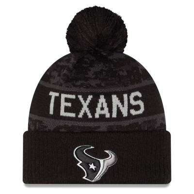 Шапка с помпоном Houston Texans New Era 2026 Salute To Service Cuffed - Black
