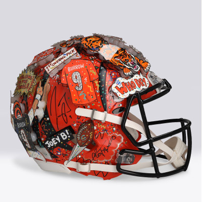 Joe Burrow Cincinnati Bengals Autographed Fanatics Authentic Riddell Speed Authentic Helmet - Art by Charles Fazzino - NF70444338