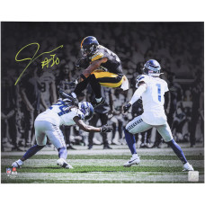 Фото с автографом Jaylen Warren Pittsburgh Steelers Fanatics Authentic 16 x 20 Leaping over Defender Spotlight Фото с автографом Jaylen Warren Pittsburgh Steelers Fanatics Authentic 16 x 20 Leaping over Defender Spotlight