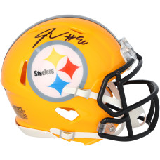 Jaylen Warren Pittsburgh Steelers Autographed Fanatics Authentic Riddell Gold Throwback Speed Mini Helmet Jaylen Warren Pittsburgh Steelers Autographed Fanatics Authentic Riddell Gold Throwback Speed Mini Helmet