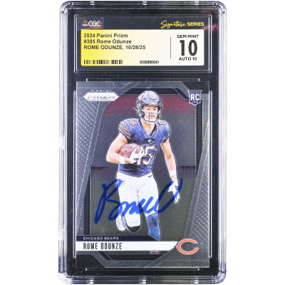 Карточка Rome Odunze Chicago Bears Autographed 2024 Panini Prizm #385 CGC Fanatics Witnessed Authenticated 10/10