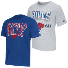 Футболка Buffalo Bills Starter Royal/Heather Gray Two-Pack Throwback Logo Set
