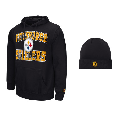 Толстовка Pittsburgh Steelers Starter Black and Cuffed Knit Hat Combo Pack