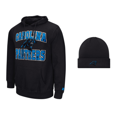 Толстовка Carolina Panthers Starter Black and Cuffed Knit Hat Combo Pack