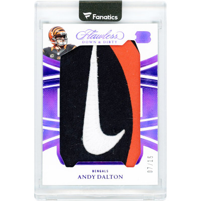 Карточка Andy Dalton Cincinnati Bengals 2025 Panini Flawless Purple Down & Dirty Game-Used Nike Logo Tri-Color Relic #11 #7/15
