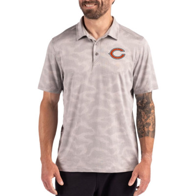 Поло Chicago Bears Cutter & Buck Gray Coastline Recycled Double-Peached Camo