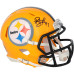 Troy Polamalu Pittsburgh Steelers Autographed Fanatics Authentic Riddell Gold Throwback Speed Mini Helmet Troy Polamalu Pittsburgh Steelers Autographed Fanatics Authentic Riddell Gold Throwback Speed Mini Helmet