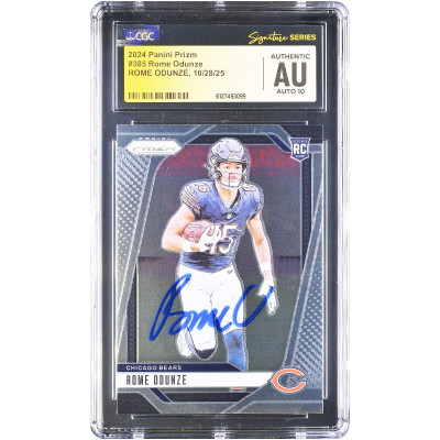 Карточка Rome Odunze Chicago Bears Autographed 2024 Panini Prizm #385 CGC Authenticated Auto 10