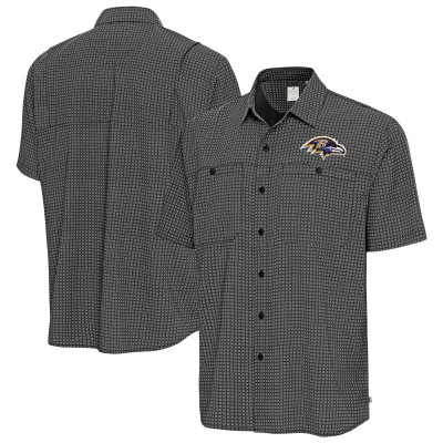 Baltimore Ravens Antigua Black Mosaic Button-Up Shirt