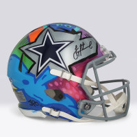 Troy Aikman Dallas Cowboys Autographed Fanatics Authentic Riddell Speed Authentic Helmet - Art by JPO - Limited Edition #1/1 - WN55915978