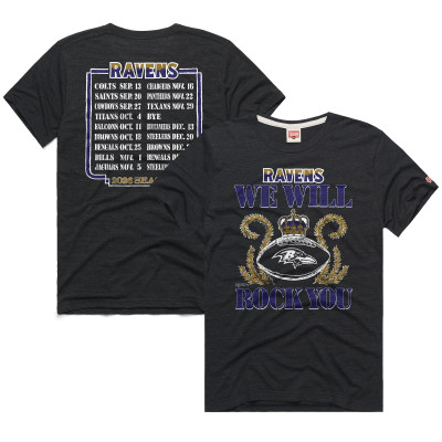 Футболка Unisex Baltimore Ravens Homage Charcoal 2026 NFL Schedule Queen Tri-Blend