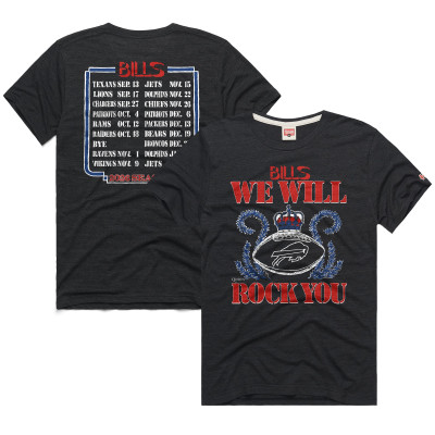 Футболка Unisex Buffalo Bills Homage Charcoal 2026 NFL Schedule Queen Tri-Blend