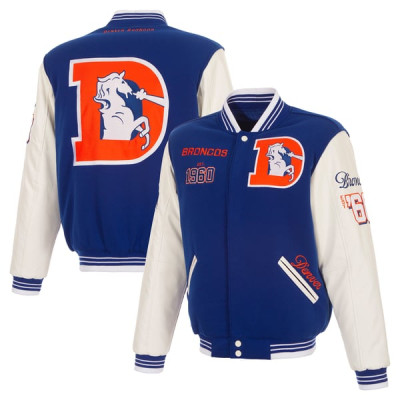 Рубашка Denver Broncos JH Design Royal Reversible Fleece Jacket
