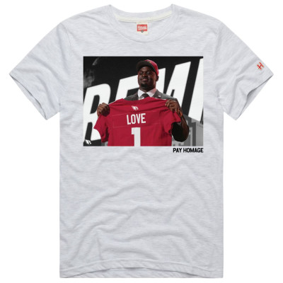 Футболка Unisex Arizona Cardinals Jeremiyah Love Homage Ash 2026 NFL Draft Tri-Blend