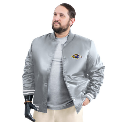 Куртка Baltimore Ravens G-III Sports by Carl Banks Gray Tossback Adaptive Satin Full-Snap Varsity