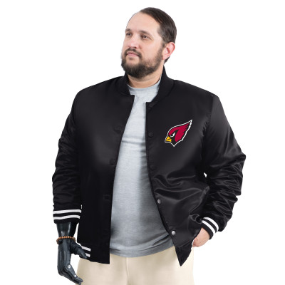 Куртка Arizona Cardinals G-III Sports by Carl Banks Black Tossback Adaptive Satin Full-Snap Varsity