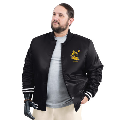 Рубашка Pittsburgh Steelers G-III Sports by Carl Banks Black Tossback Adaptive Satin Varsity Jacket