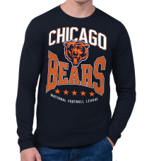 Футболка с длинным рукавом Chicago Bears Starter Navy Center Squeeze Футболка с длинным рукавом Chicago Bears Starter Navy Center Squeeze