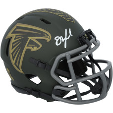 Drake London Atlanta Falcons Autographed Fanatics Authentic Riddell 2025 Salute To Service Speed Mini Helmet