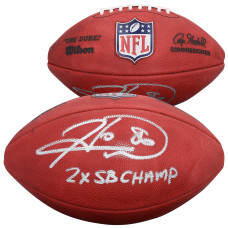 Hines Ward Pittsburgh Steelers Autographed Fanatics Authentic Duke Full Color Football with 2x SB Champ' Inscription