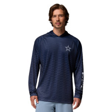 Футболка Dallas Cowboys Columbia PFG Navy Terminal Tackle Gradient Omni-Wick Raglan Long Sleeve Hoodie