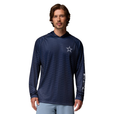 Футболка Dallas Cowboys Columbia PFG Navy Terminal Tackle Gradient Omni-Wick Raglan Long Sleeve Hoodie