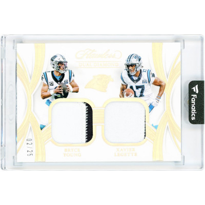 Карточка Bryce Young & Xavier Legette Carolina Panthers 2025 Panini Flawless Dual Diamond Relics #DDM-CAR #2/25