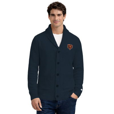 Кардиган Chicago Bears Starter Navy Shawl Collar Heavy Knit