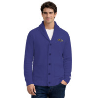 Baltimore Ravens Starter Purple Shawl Collar Heavy Knit Cardigan Sweater