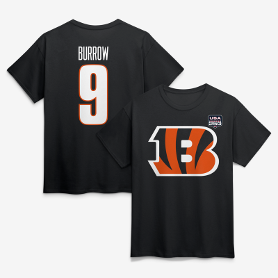 Футболка Cincinnati Bengals Joe Burrow Black USA 250 Name & Number