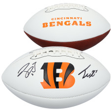 Joe Burrow & Tee Higgins Cincinnati Bengals Autographed Fanatics Authentic Franklin White Panel Football