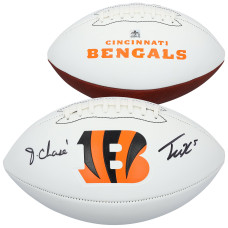Ja'Marr Chase & Tee Higgins Cincinnati Bengals Autographed Fanatics Authentic Franklin White Panel Football
