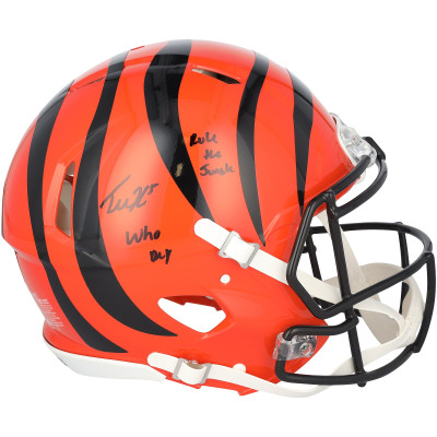 Tee Higgins Cincinnati Bengals Autographed Fanatics Authentic Riddell Speed Authentic Helmet with Multiple Inscriptions - Limited Edition #1/10