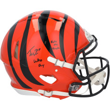 Tee Higgins Cincinnati Bengals Autographed Fanatics Authentic Riddell Speed Authentic Helmet with Multiple Inscriptions - Limited Edition of 10 Tee Higgins Cincinnati Bengals Autographed Fanatics Authentic Riddell Speed Authentic Helmet with Multiple Inscriptions - Limited Edition of 10