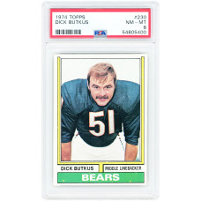 Карточка Dick Butkus Chicago Bears 1974 Topps #230 PSA Authenticated 8 Карточка Dick Butkus Chicago Bears 1974 Topps #230 PSA Authenticated 8