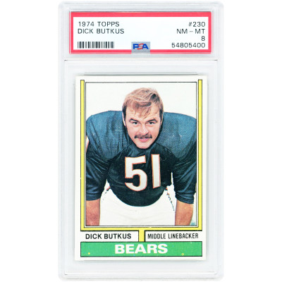 Карточка Dick Butkus Chicago Bears 1974 Topps #230 PSA Authenticated 8