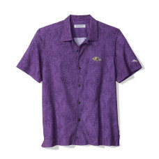 Baltimore Ravens Tommy Bahama Purple Saltwater Fronds Short Sleeve Button-Up Shirt