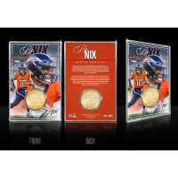 Карточка Denver Broncos Bo Nix Highland Mint Limited Edition Bronze Coin with Acrylic Holder