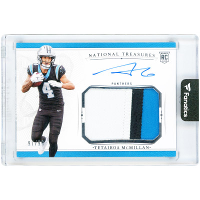 Карточка Tetairoa McMillan Carolina Panthers Autographed 2025 Panini National Treasures Tri-Color Relic #CRPA-TMN #97/99