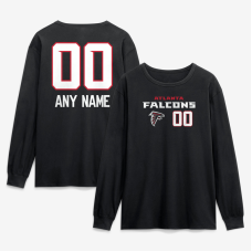 Именная футболка с длинным рукавом Atlanta Falcons Black Touchdown Wordmark Name & Number