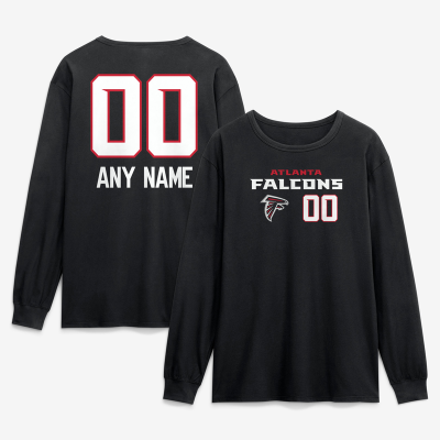 Именная футболка с длинным рукавом Atlanta Falcons Black Touchdown Wordmark Name & Number